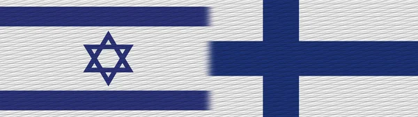 フィンランドとイスラエルのファブリックテクスチャフラグ3Dイラスト — ストック写真