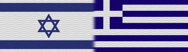 Grekland Och Israel Tyg Textur Flagga Illustration — Stockfoto