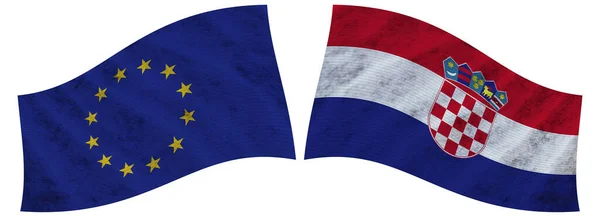 Croatia European Union Wavy Fabric Flag Illustration — Stock Photo, Image