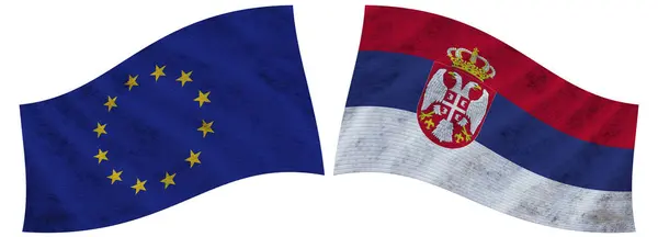 세르비아와 Wavy Fabric Flag Illustration — 스톡 사진
