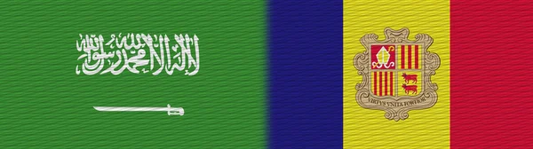 Andorra Och Saudiarabien Tyg Textur Flagga Illustration — Stockfoto