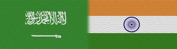 Índia Arábia Saudita Tela Textura Bandeira Ilustração — Fotografia de Stock