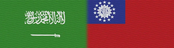 Мьянма Бирма Саудовская Аравия Ткань Текстура Флаг Иллюстрация — стоковое фото