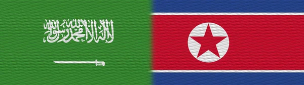 Drapeau Texture Tissu Corée Nord Arabie Saoudite Illustration — Photo