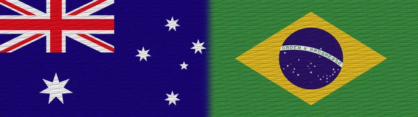 ブラジルとオーストラリアファブリックテクスチャフラグ3Dイラスト — ストック写真