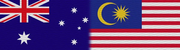 マレーシアとオーストラリアファブリックテクスチャフラグ3Dイラスト — ストック写真