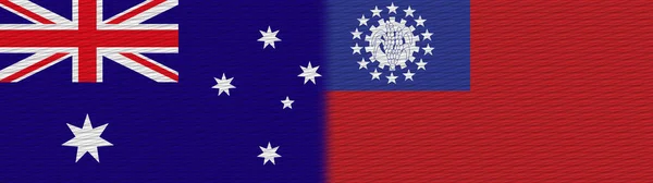 Burma Australia Fabric Texture Flag Illustration — 스톡 사진