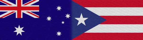 プエルトリコとオーストラリアファブリックテクスチャフラグ3Dイラスト — ストック写真