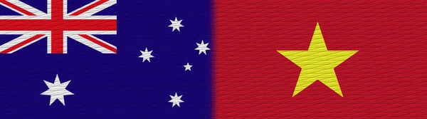 Vietnam Och Australien Tyg Textur Flagga Illustration — Stockfoto