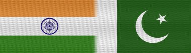 Pakistan ve Hindistan Kumaş Doku Bayrağı 3D Görüntü