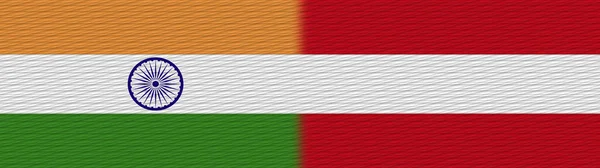 Ausztria India Szövet Textúra Zászló Illusztráció — Stock Fotó