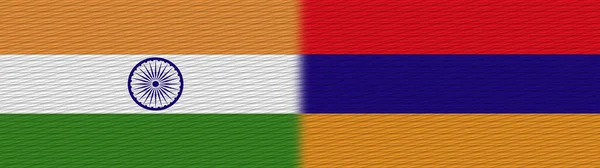 Arménie Indie Textilní Textura Vlajka Ilustrace — Stock fotografie