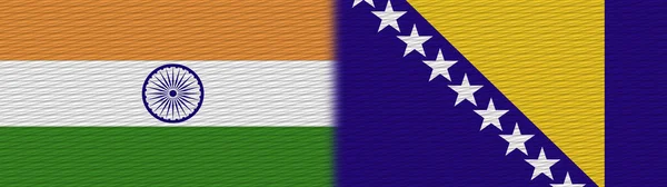 Bosznia Hercegovina India Szövet Textúra Zászló Illusztráció — Stock Fotó