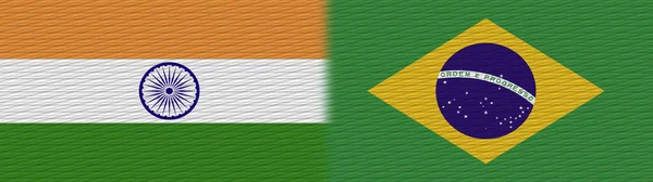Brazília India Szövet Textúra Zászló Illusztráció — Stock Fotó