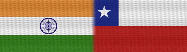 Chile India Fabric Texture Flag Illustration — Stock Photo, Image