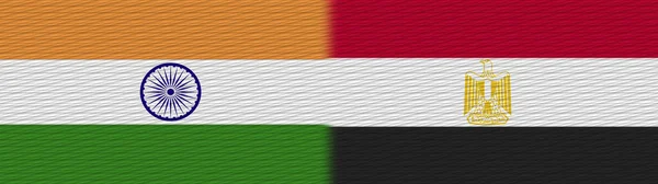 Egypten Och Indien Tyg Textur Flagga Illustration — Stockfoto