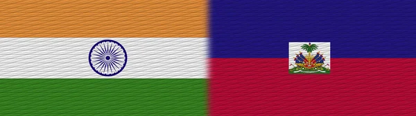 Haiti India Szövet Textúra Zászló Illusztráció — Stock Fotó