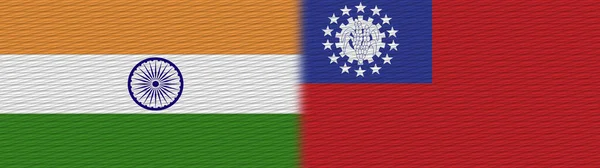 Mianmar Burma India Szövet Textúra Zászló Illusztráció — Stock Fotó