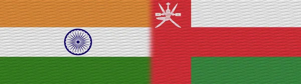 Oman Och Indien Tygflagga Illustration — Stockfoto