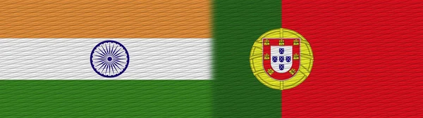 Portugália India Szövet Textúra Zászló Illusztráció — Stock Fotó