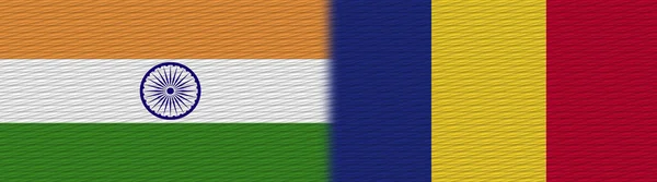 Románia India Szövet Textúra Zászló Illusztráció — Stock Fotó
