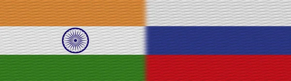 Oroszország India Szövet Textúra Zászló Illusztráció — Stock Fotó