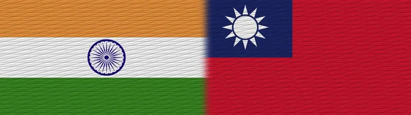 Tajvan India Szövet Textúra Zászló Illusztráció — Stock Fotó