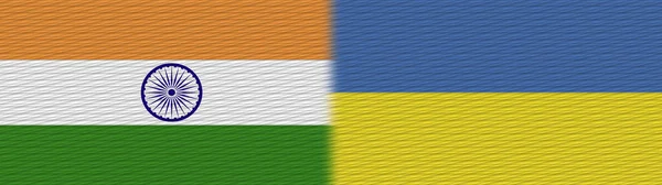 Ukrajna India Szövet Textúra Zászló Illusztráció — Stock Fotó