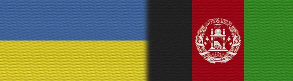 Afganistán Ucrania Textura Tela Bandera Ilustración —  Fotos de Stock