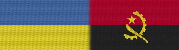 Angola Ucrânia Tecido Textura Bandeira Ilustração — Fotografia de Stock