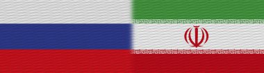 İran ve Rusya Kumaş Doku Bayrağı 3D Görüntü