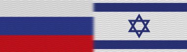 İsrail ve Rusya Kumaş Doku Bayrağı 3D Görüntü