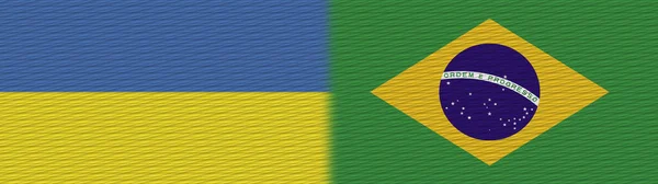 Brazilië Oekraïne Fabric Texture Flag Illustratie — Stockfoto