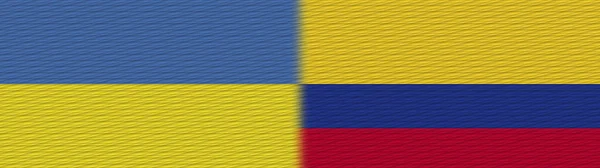 哥伦比亚和乌克兰织物纹理标志3D画图 — 图库照片