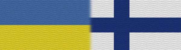 Finlandiya Ukrayna Kumaş Doku Bayrağı Görüntü — Stok fotoğraf