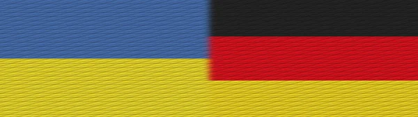 Germany Ukraine Fabric Texture Flag Illustration — стокове фото