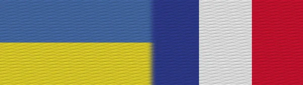 Francie Ukrajina Fabric Texture Flag Illustration — Stock fotografie