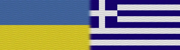 Greece Ukraine Fabric Texture Flag Illustration — Stock Photo, Image