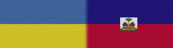 Haiti Och Ukraina Tyg Textur Flagga Illustration — Stockfoto