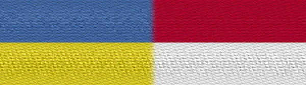 Indonesien Und Ukraine Textur Flagge Illustration — Stockfoto