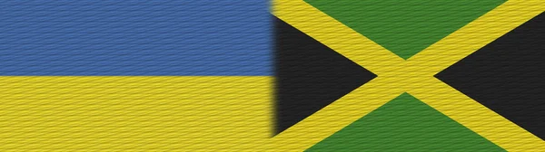 Jamaica Ukraine Fabric Texture Flag Illustration — Stock Photo, Image