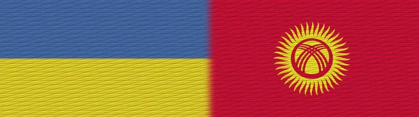 Kyrgyzstán Ukrajina Textilní Textura Vlajka Ilustrace — Stock fotografie