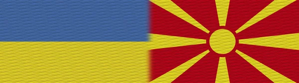Macedonia Ucrania Tela Textura Bandera Ilustración —  Fotos de Stock