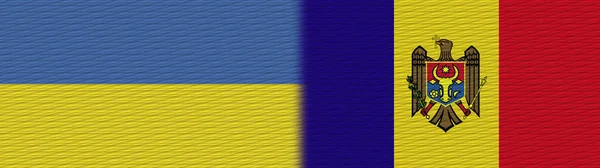 Moldova Ukrayna Kumaş Doku Bayrağı Görüntü — Stok fotoğraf