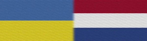 Nizozemsko Ukrajina Fabric Texture Flag Illustration — Stock fotografie