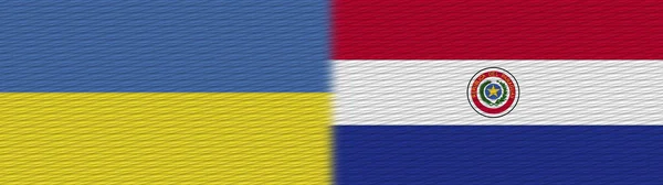 Paraguay Ukrajina Textilní Textura Vlajka Ilustrace — Stock fotografie