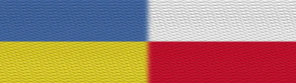 Poland Ukraine Fabric Texture Flag Illustration — Stock Photo, Image