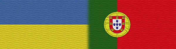 Portugal Ucrânia Bandeira Textura Tecido Ilustração — Fotografia de Stock