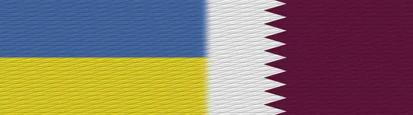 Katar Ukrajina Textilní Textura Vlajka Ilustrace — Stock fotografie