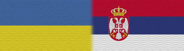 Serbia Ukraine Fabric Texture Flag Illustration — стокове фото